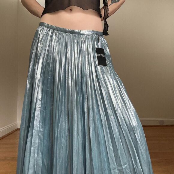 Ralph-lauren Women's Blue and Silver Skirt - Picture 2 of 7